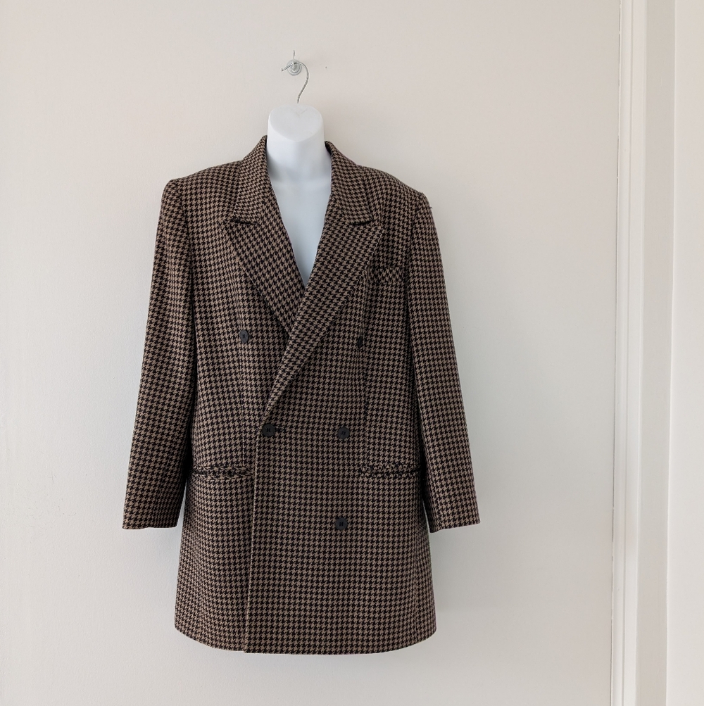 Klaus Steilmann Vintage Houndstooth Long Blazer